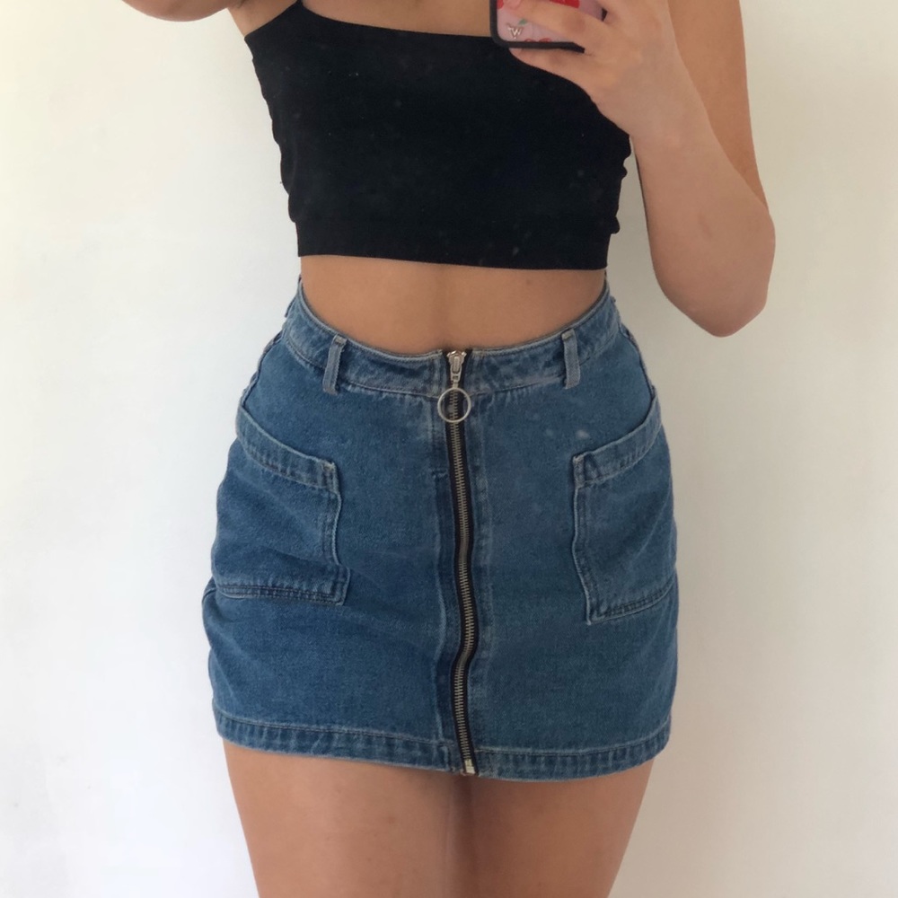 ZARA Denim Zip Up Skirt